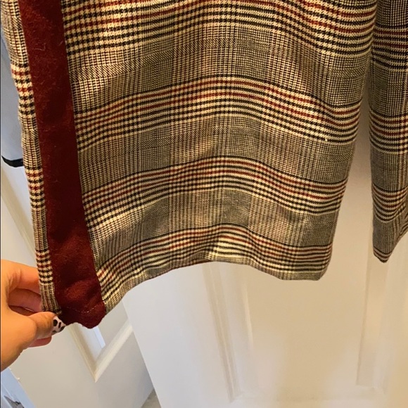 Forever 21 wide leg plaid pant with red velvet - Picture 3 of 4